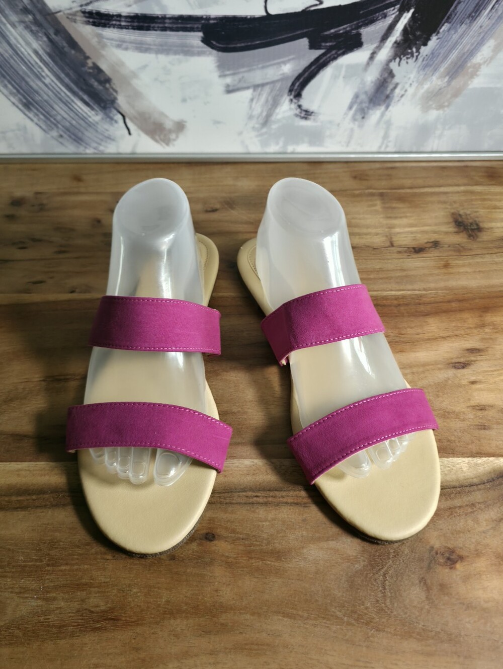 2/20$ Avon Hot Pink Double Strap Sandals - Size 10